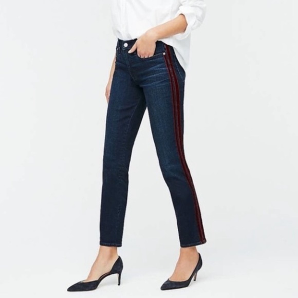 J. Crew Vintage Straight Jeans Velvet Tuxedo Striped High Waist Denim Sz 26P - Picture 3 of 13